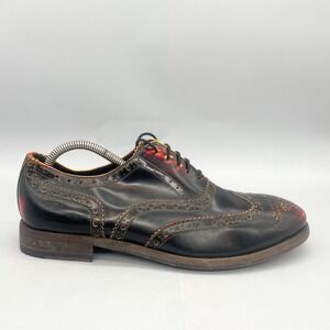 Paul Smith Mens 8.5 Chuck Wingtip Oxford Shoes Burnised Leather Brogue‎ Lace Up